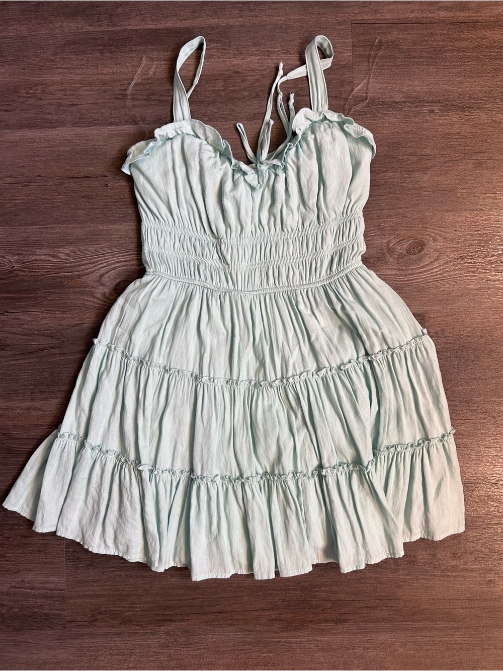 Altar'd State Mint Green Tiered Sundress with Ruffle Bodice